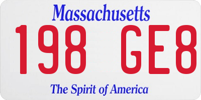 MA license plate 198GE8