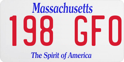 MA license plate 198GF0
