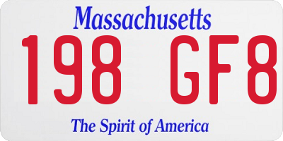 MA license plate 198GF8