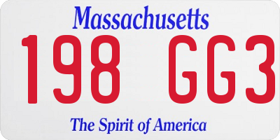MA license plate 198GG3