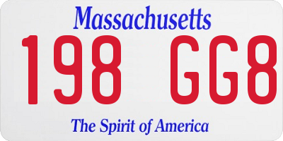 MA license plate 198GG8