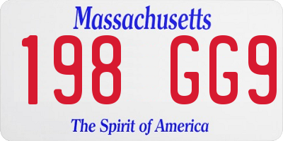 MA license plate 198GG9