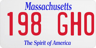 MA license plate 198GH0
