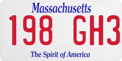 MA license plate 198GH3