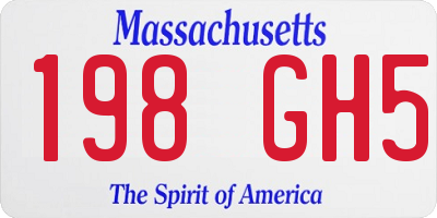 MA license plate 198GH5