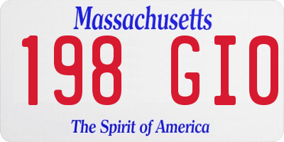 MA license plate 198GI0
