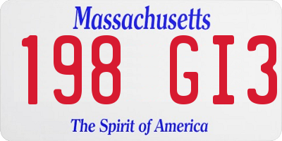 MA license plate 198GI3
