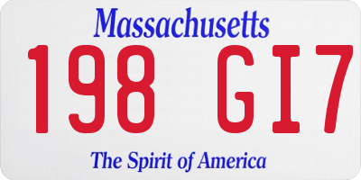 MA license plate 198GI7