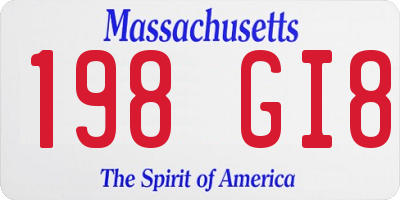 MA license plate 198GI8