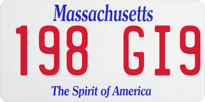MA license plate 198GI9