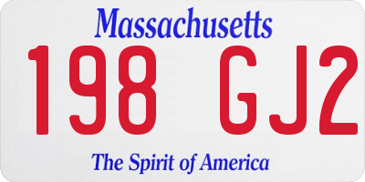 MA license plate 198GJ2