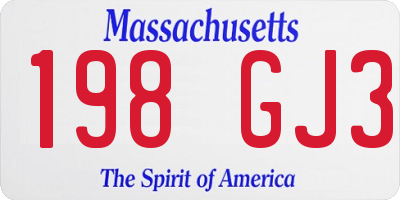 MA license plate 198GJ3