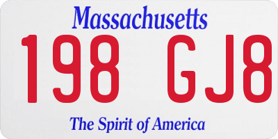 MA license plate 198GJ8
