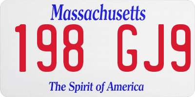 MA license plate 198GJ9