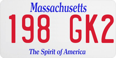 MA license plate 198GK2