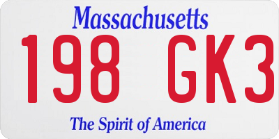 MA license plate 198GK3