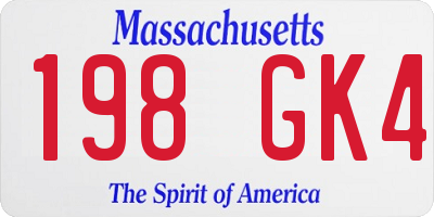 MA license plate 198GK4