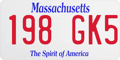 MA license plate 198GK5