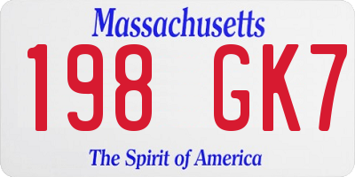 MA license plate 198GK7