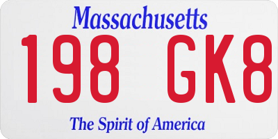 MA license plate 198GK8