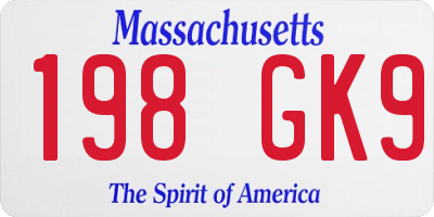 MA license plate 198GK9