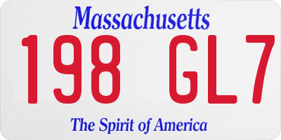 MA license plate 198GL7