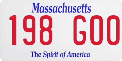 MA license plate 198GO0
