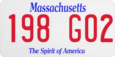 MA license plate 198GO2