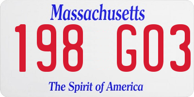 MA license plate 198GO3
