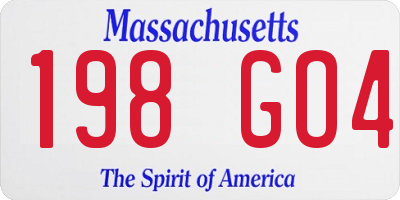 MA license plate 198GO4