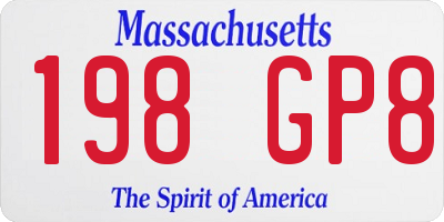 MA license plate 198GP8