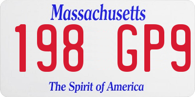 MA license plate 198GP9