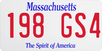 MA license plate 198GS4