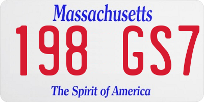 MA license plate 198GS7