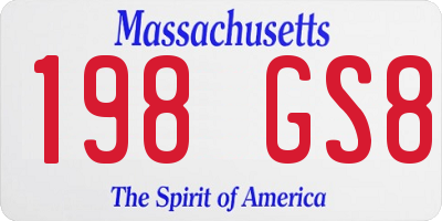 MA license plate 198GS8