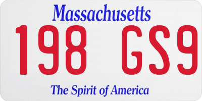 MA license plate 198GS9
