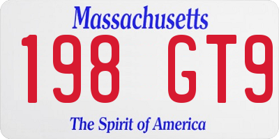 MA license plate 198GT9