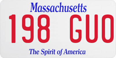 MA license plate 198GU0