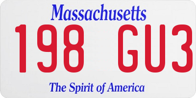 MA license plate 198GU3