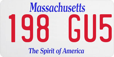 MA license plate 198GU5