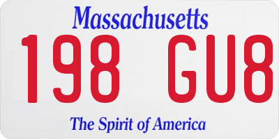 MA license plate 198GU8