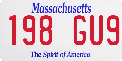 MA license plate 198GU9