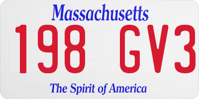 MA license plate 198GV3