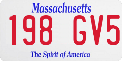 MA license plate 198GV5