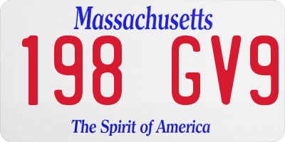 MA license plate 198GV9