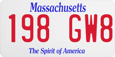 MA license plate 198GW8