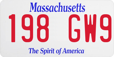 MA license plate 198GW9