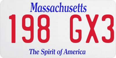 MA license plate 198GX3