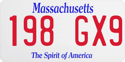 MA license plate 198GX9