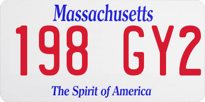 MA license plate 198GY2